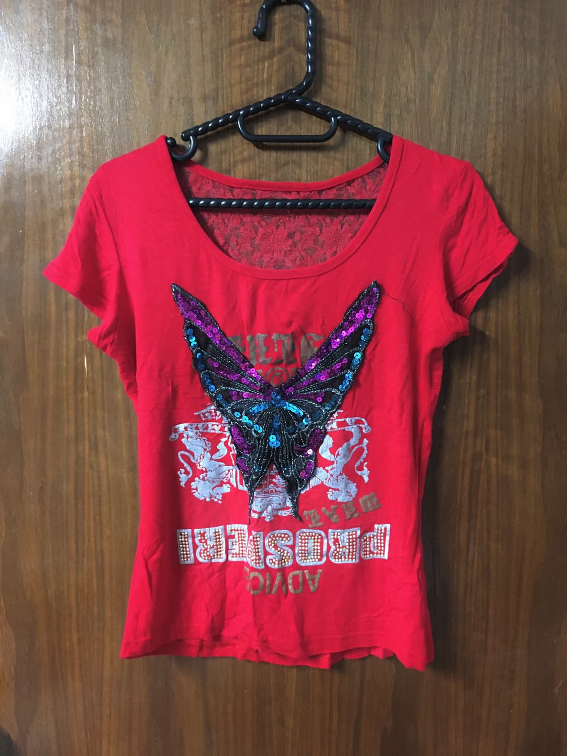 y2k 갸루 나비 시스루 레이스 반팔 상품이미지1