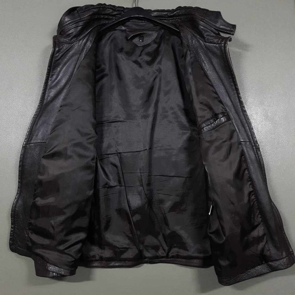 실측 M) 빈티지 양가죽 램스킨 엘보 디테일 레더 후드 자켓 브라운 상품이미지6