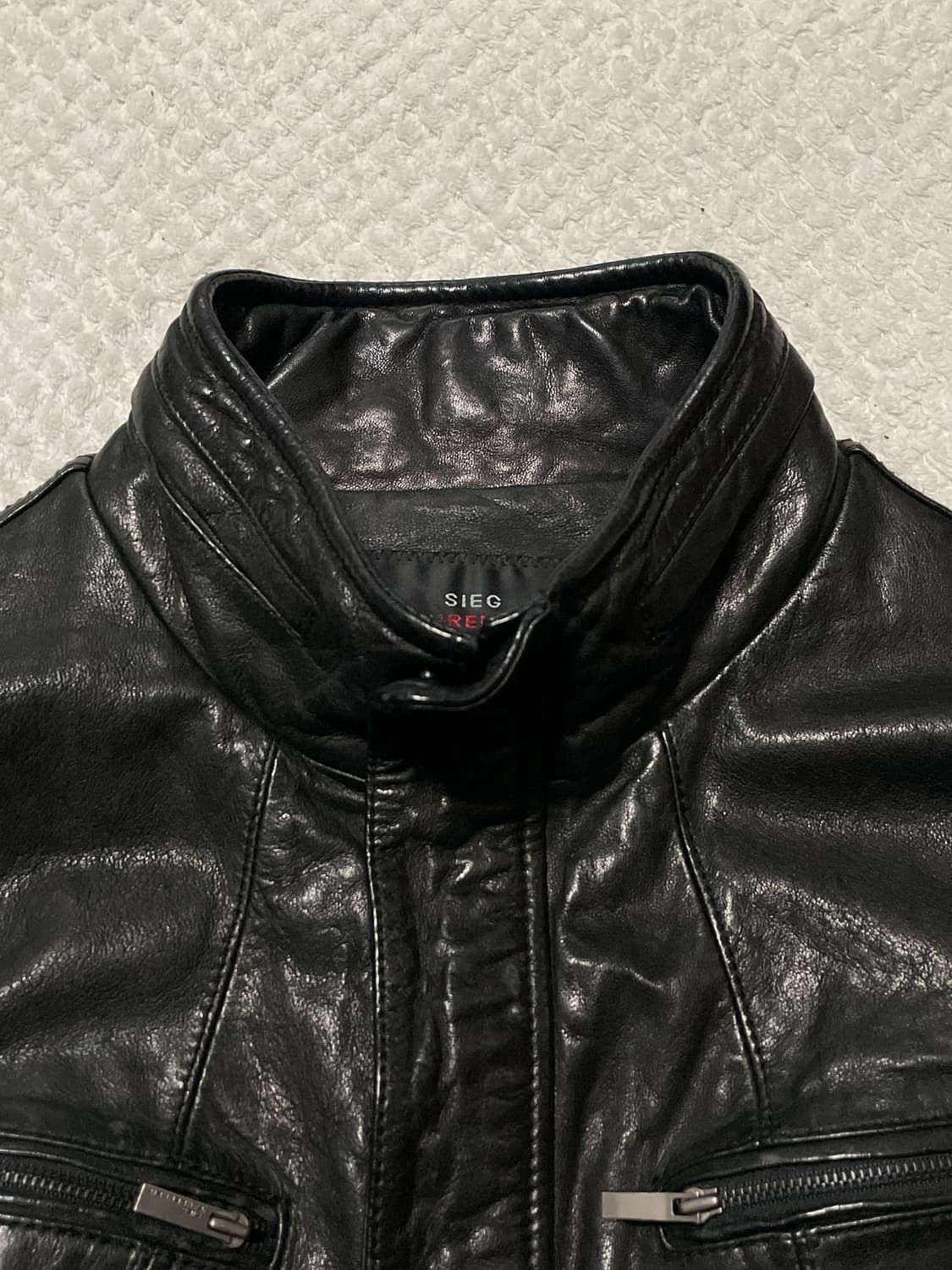 SIEG 웨스턴 무드 램스킨 양가죽 절개 레더 자켓 상품이미지5