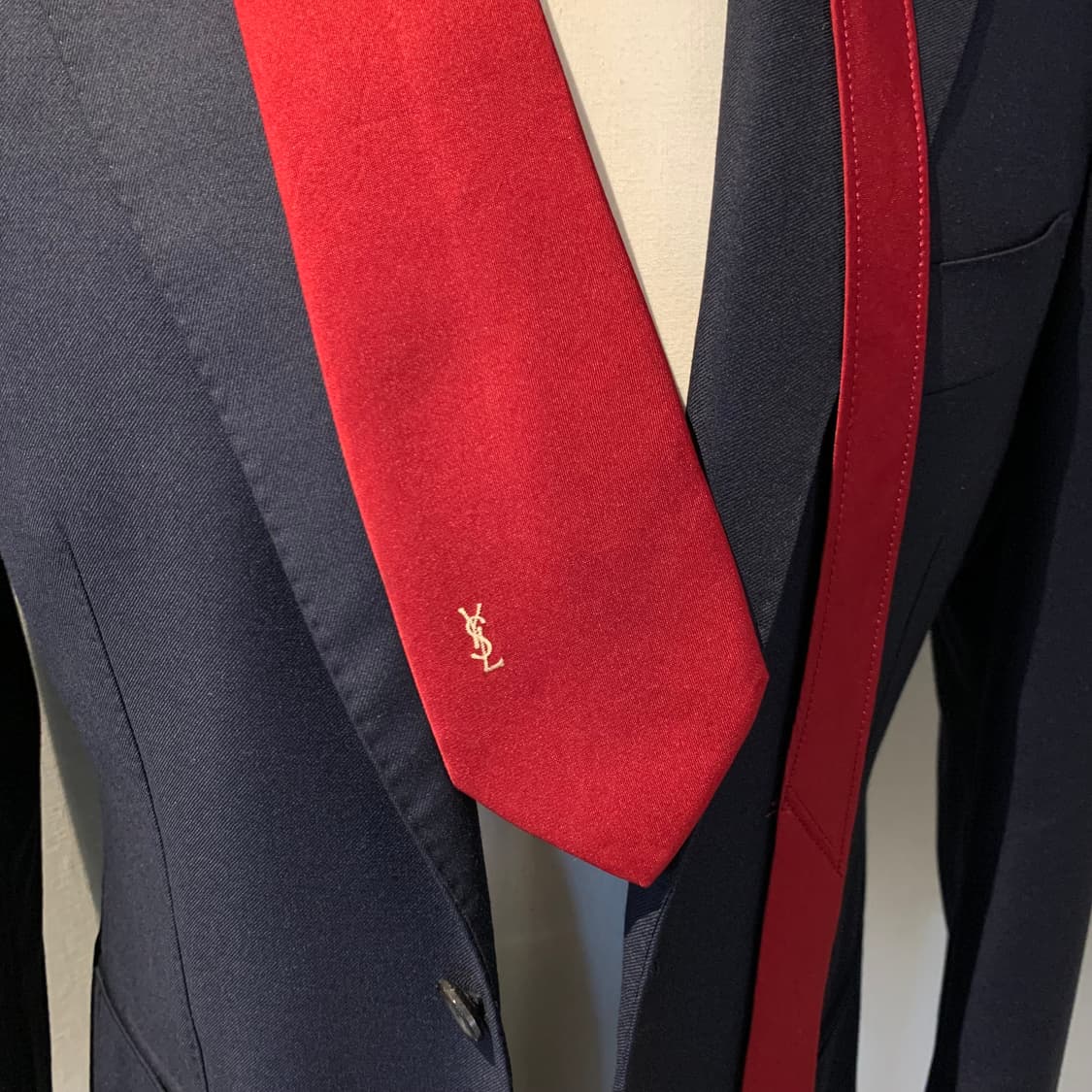 입생로랑(YSL) 심플로고 100실크 명품넥타이 레드컬러 A+등급 상품이미지2