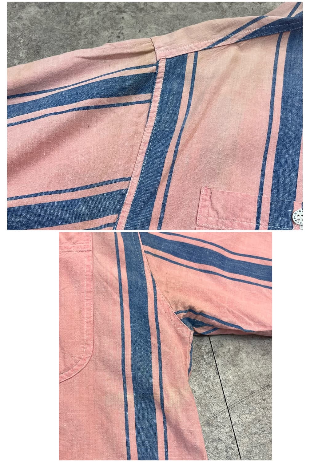 빈티지 스트라이프 포켓 반팔 셔츠 핑크 XL #csz4082 상품이미지7