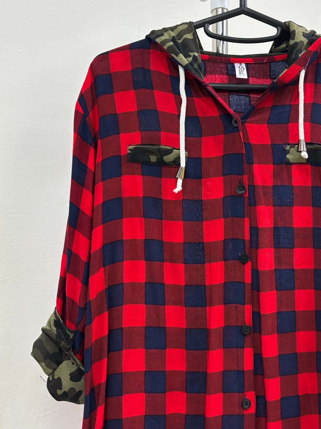빈티지 체크 카모 후드 셔츠 y2k 상품이미지5