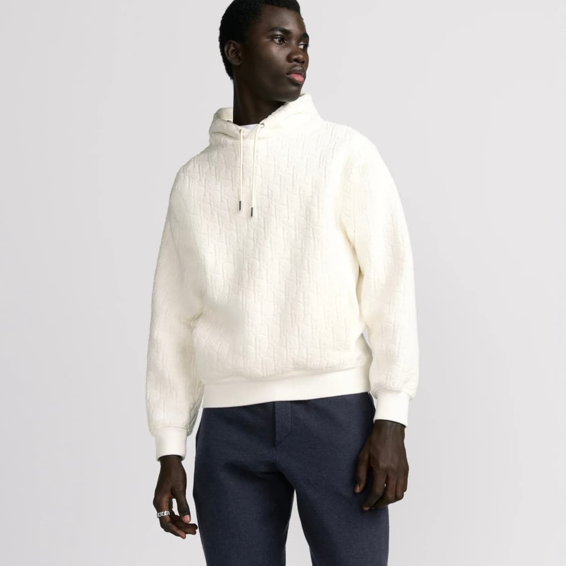 [S급/L] 디올 오블리크 코튼 테리 후드티 화이트 상품이미지8