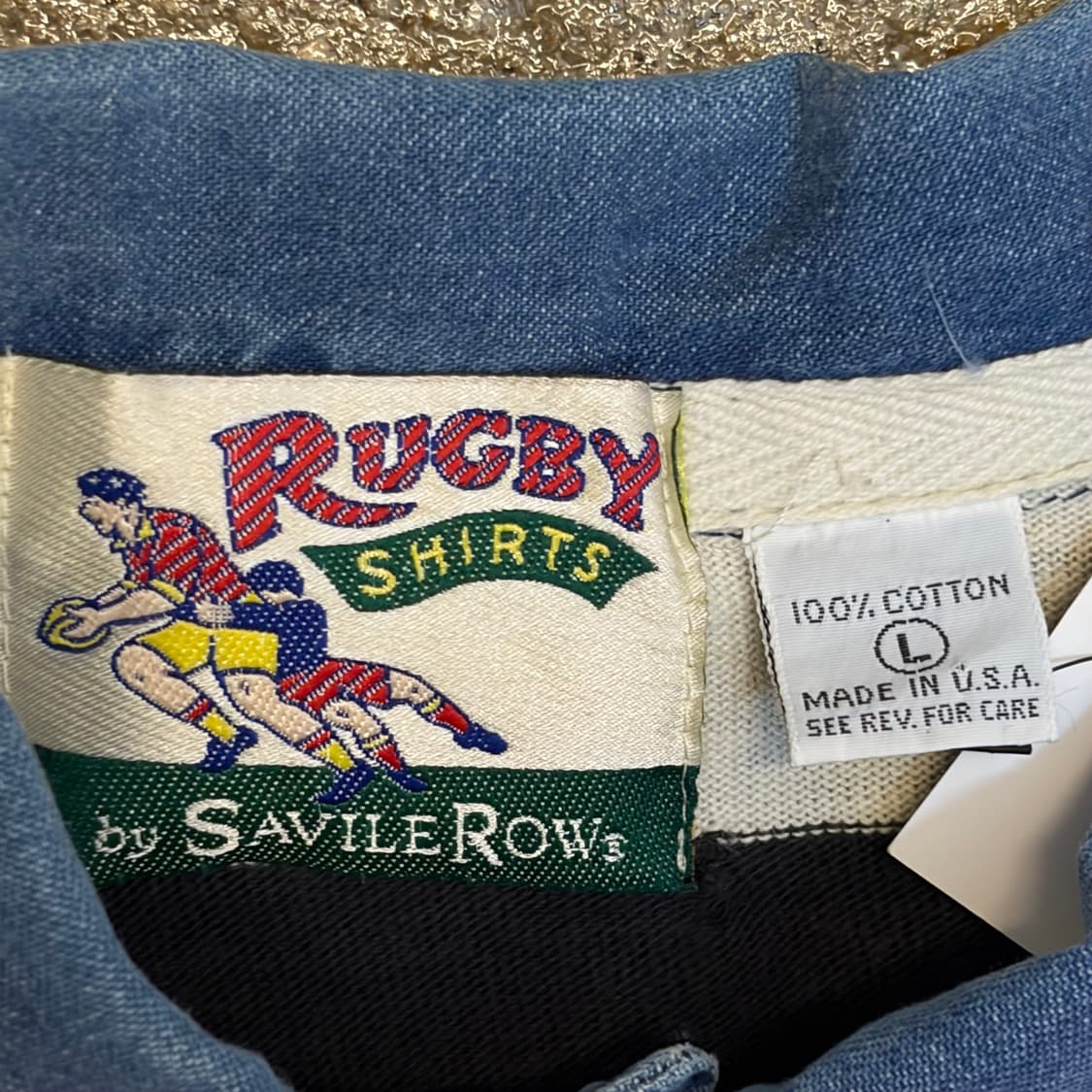 90s Made in USA 빈티지 스트라이프 오리지널 럭비티 카라티 상품이미지6