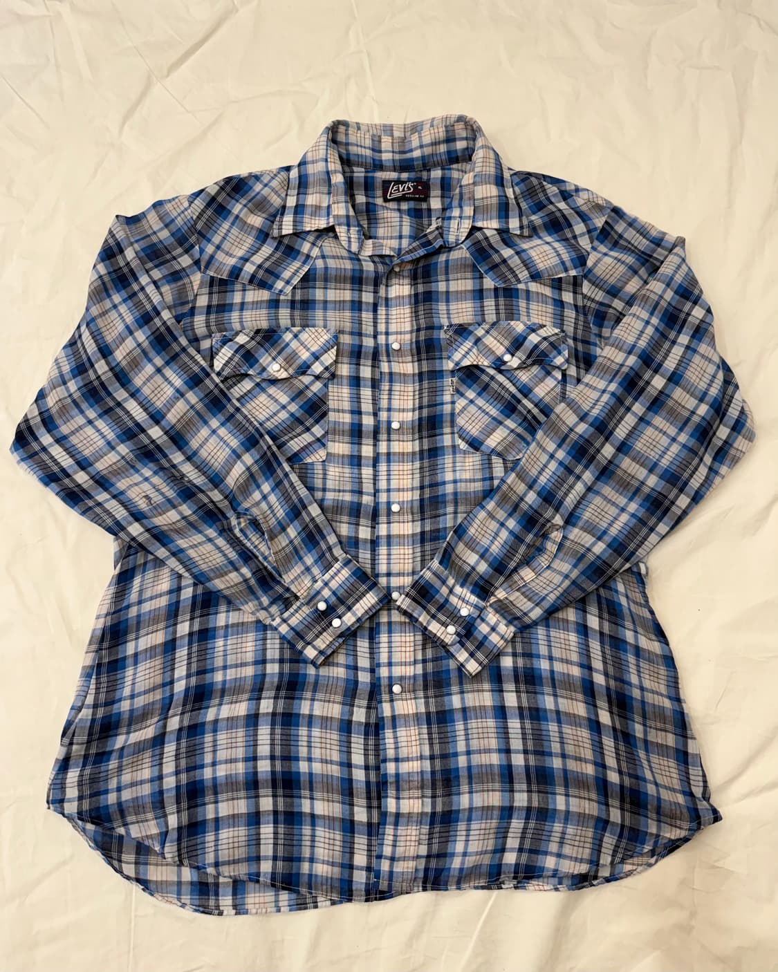 Levi’s 리바이스 빈티지 웨스턴 셔츠 블루 체크 긴팔 XL 상품이미지4