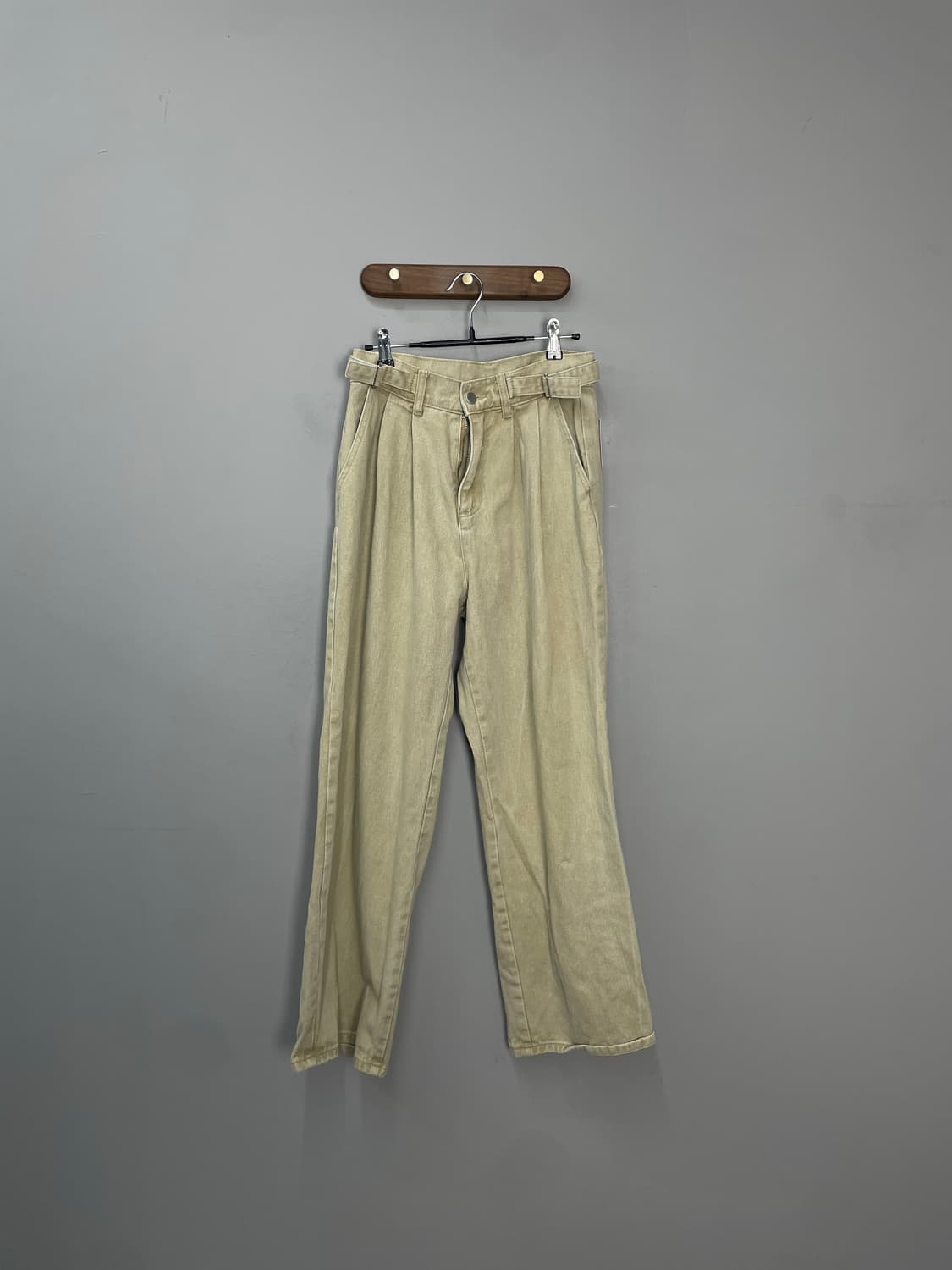 빈티지 베이지 벨트 코튼 팬츠 H1553 상품이미지2