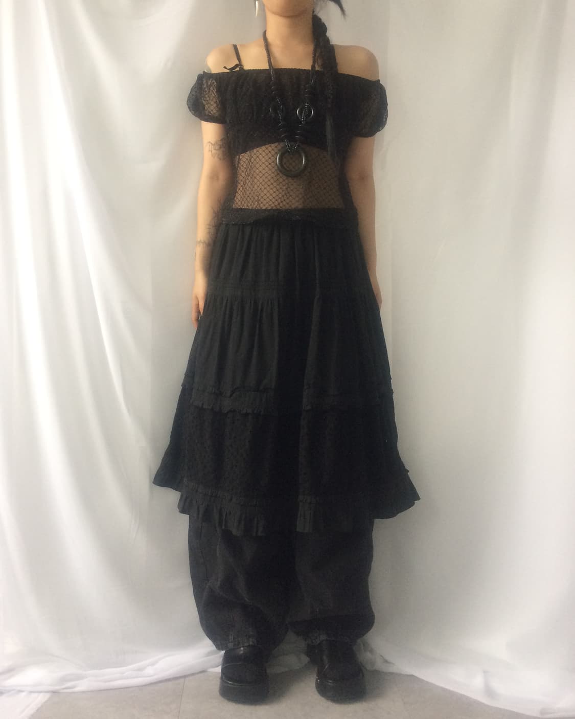 Pattern glitter point see through blouse 상품이미지1