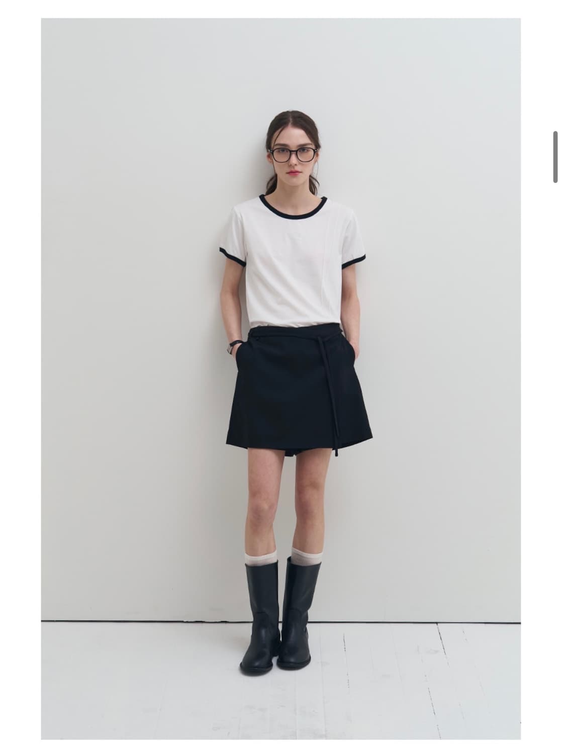 (S) 드로우핏 우먼 더블 핀턱 링거 티셔츠 [WHITE] 판매 반팔 상품이미지4