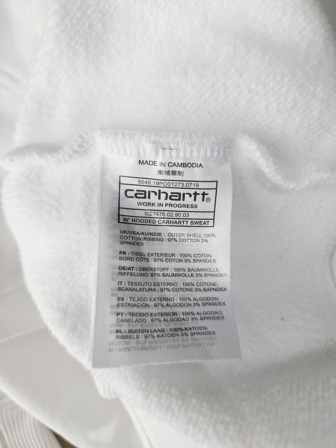 칼하트WIP 화이트 로고 후드티셔츠_S 상품이미지9