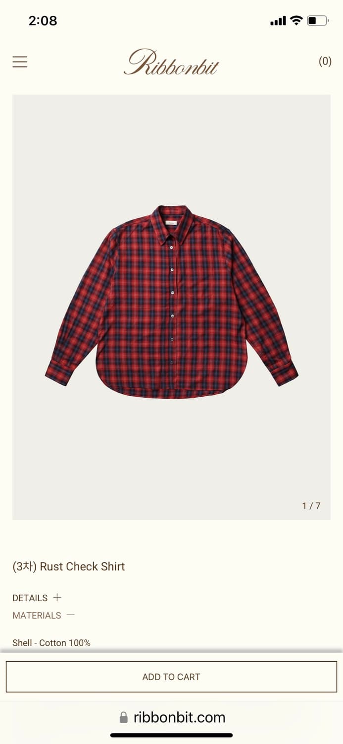 리본빛 러스트 체크 셔츠 Rust Check Shirt  상품이미지1