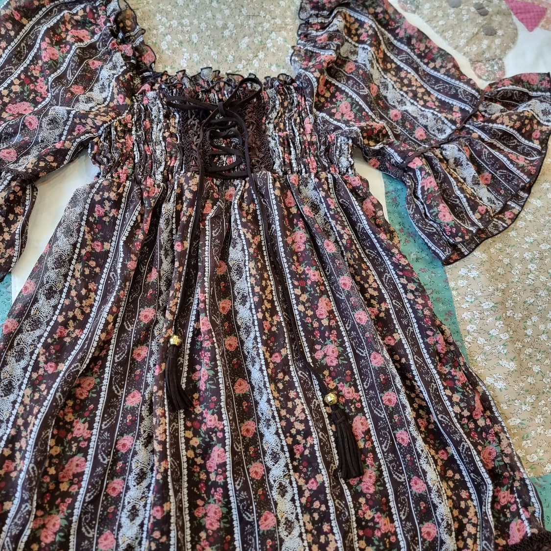 Liz Lisa(리즈리사) 보헤미안 플로럴 오프숄더 원피스 상품이미지3