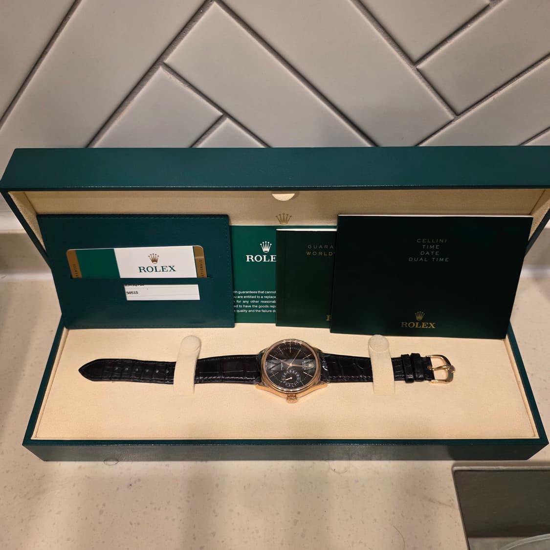 ROLEX Cellini Date 50515 18k로즈골드 오토 39mm 상품이미지2