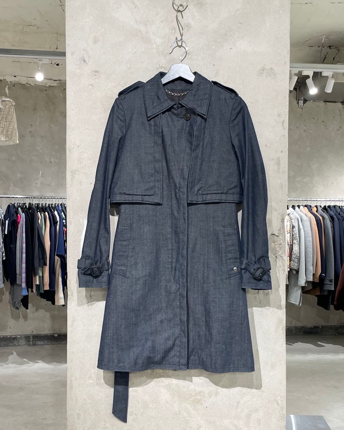 미하라 야스히로 진청 히든 버튼 싱글 데님 코트 상품이미지1