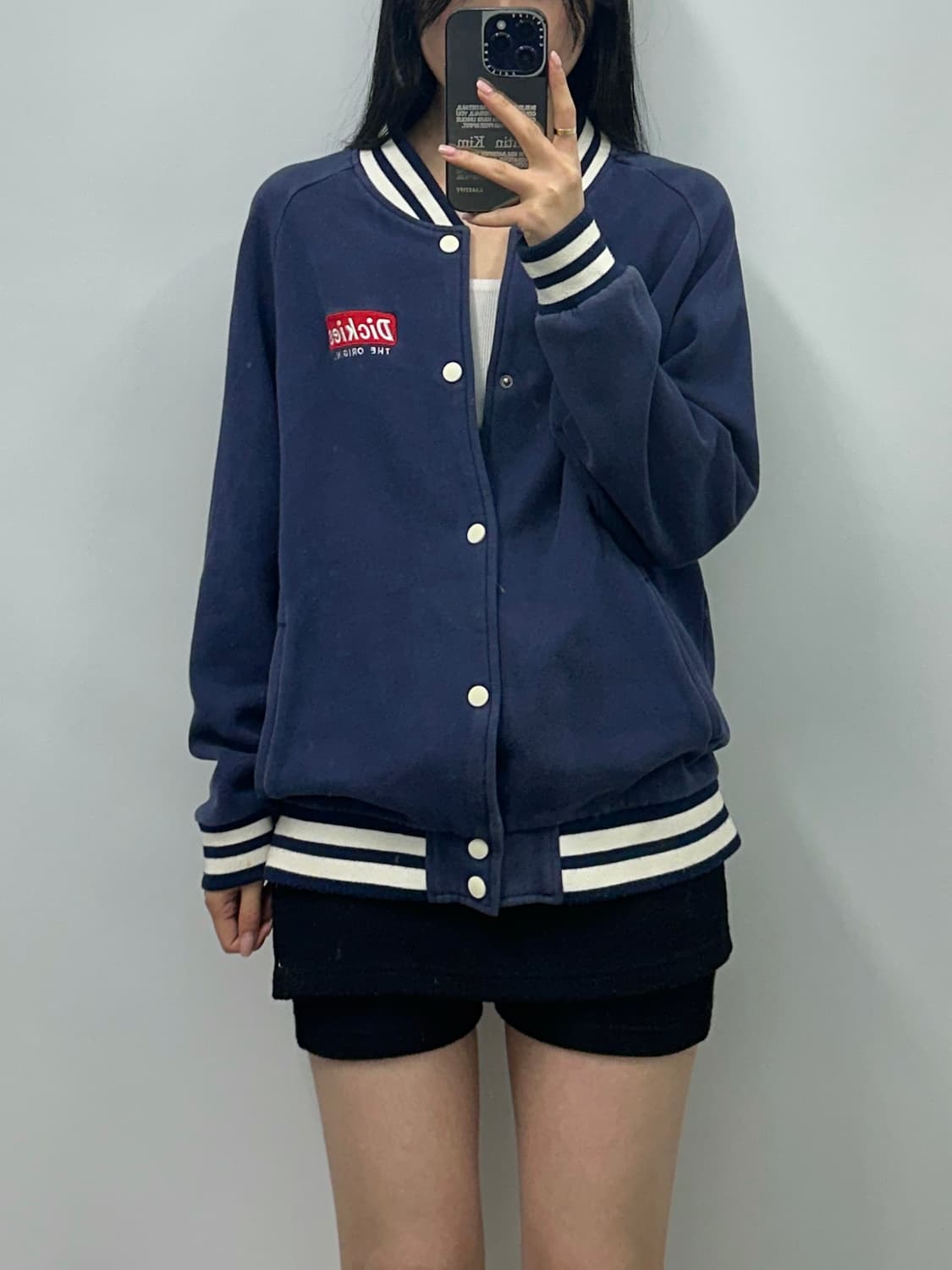 디키즈 y2k 와투케 네이비 코튼 바시티자켓 상품이미지1