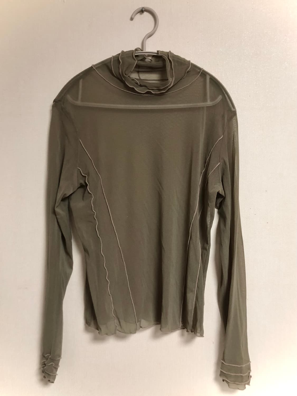 매쉬 레이스 프릴 목폴라티 시어 연커피 상품이미지3