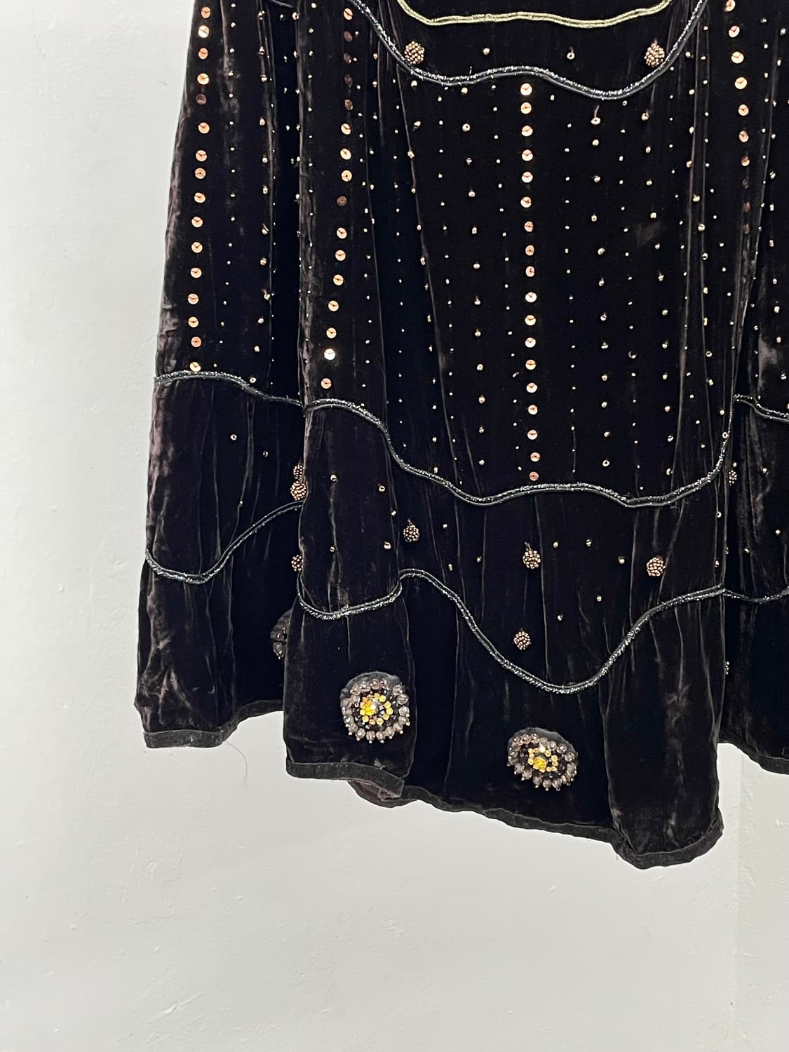 브라운 벨벳 비즈 디테일 스커트 상품이미지7