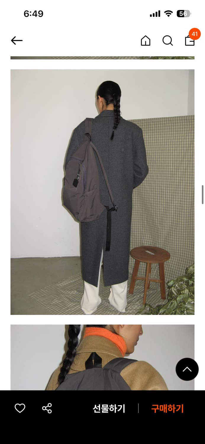 포테 백팩 그레이 L 상품이미지3