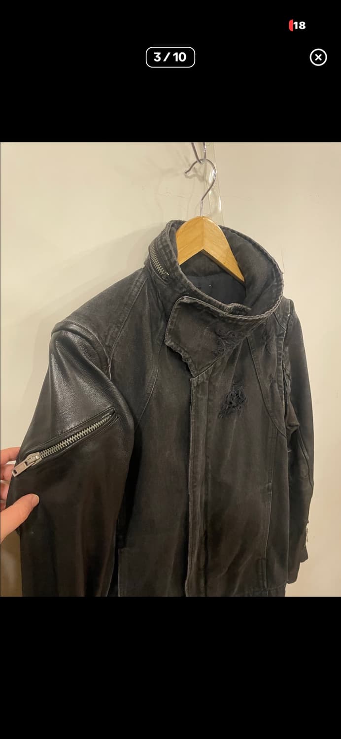 다이어트부처슬림스킨 레더 하이넥 자켓 상품이미지3