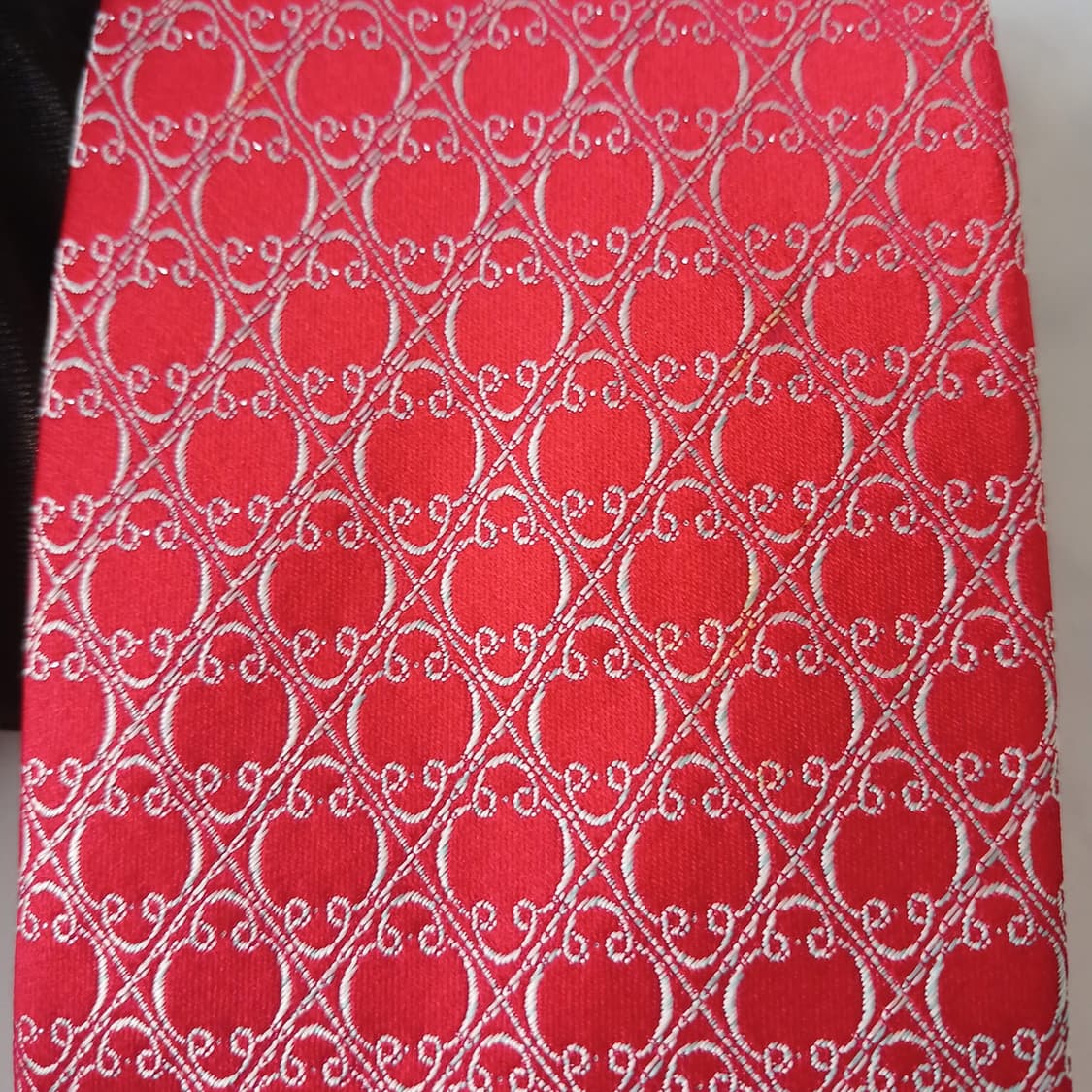 아쿠아스큐텀 실크 레드 패턴 넥타이 9cm A등급 A19661 상품이미지7