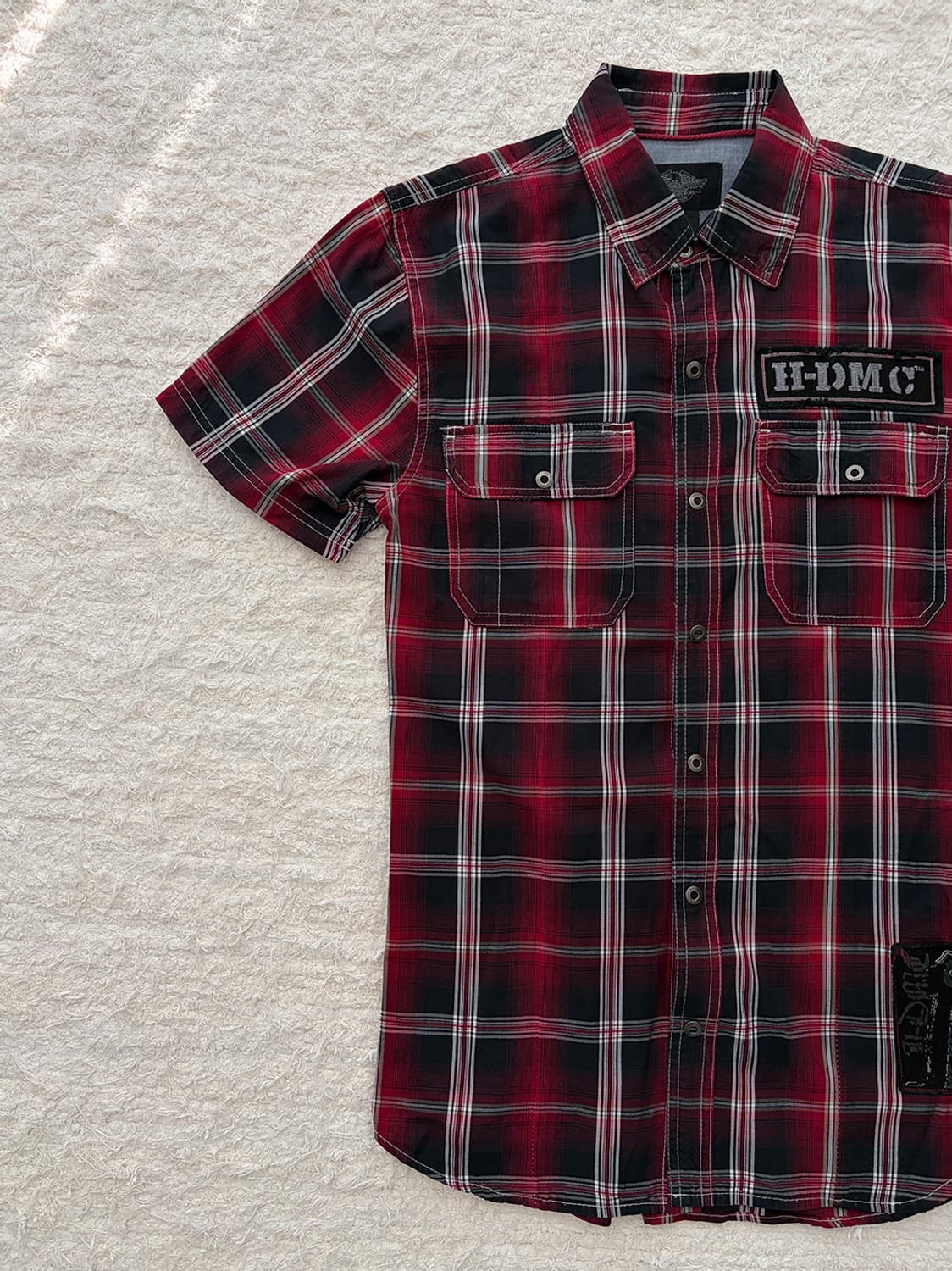 할리데이비슨 레드 투포켓 체크 반팔 셔츠 상품이미지2