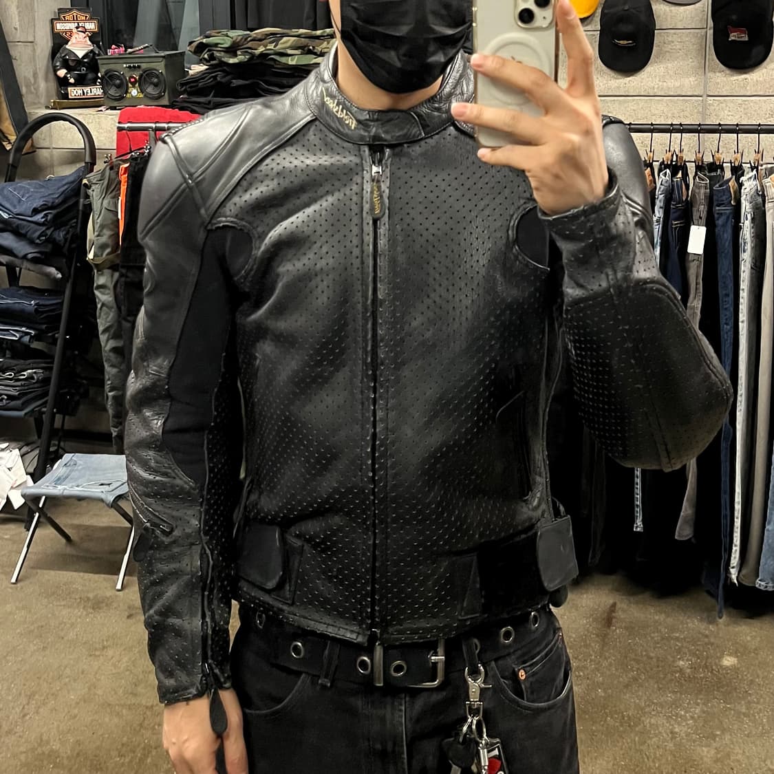 빈티지 타공 레더 라이더 자켓 (105) 상품이미지1