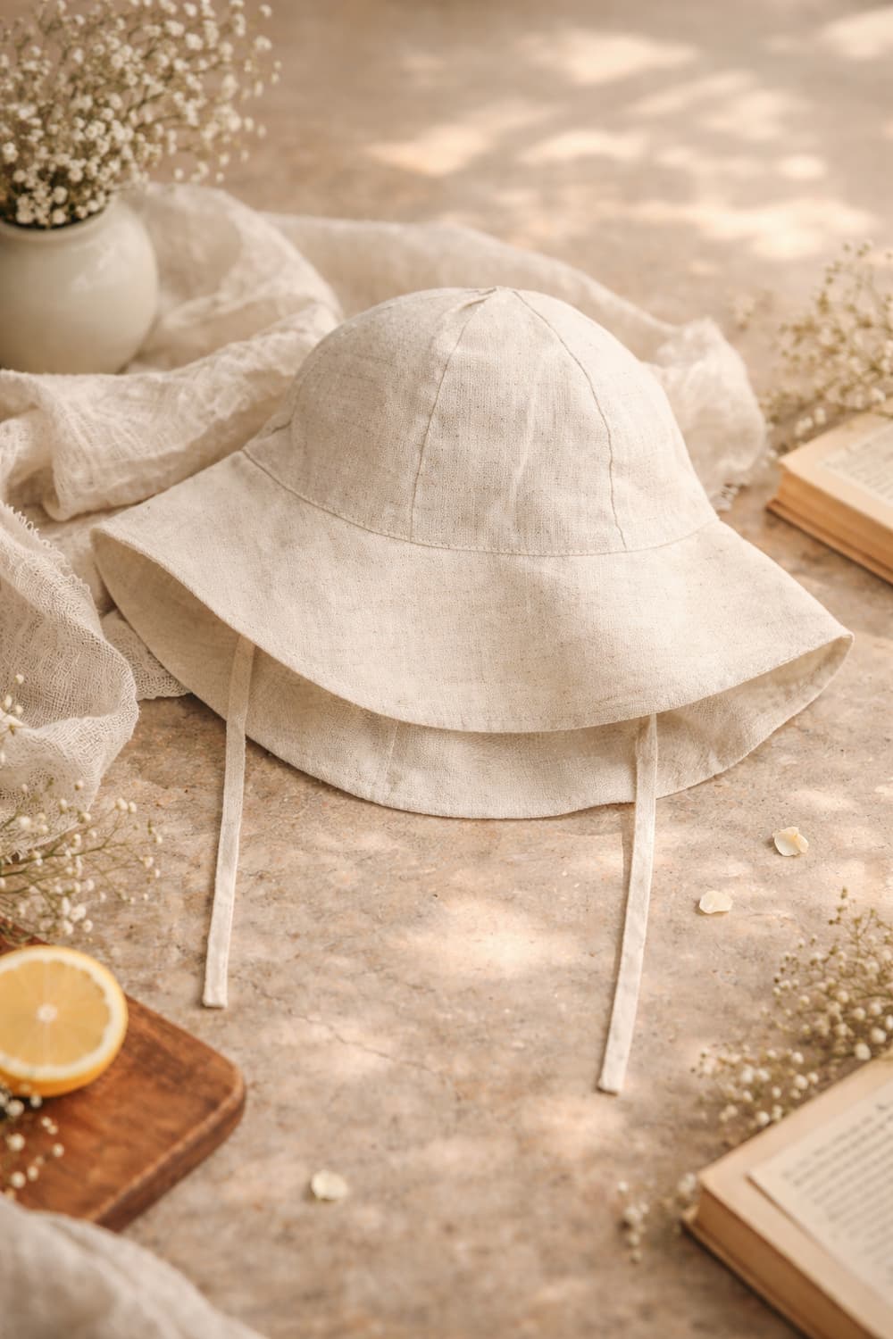 밀리티지 린넨 100% 리본 버킷햇 (라이트 베이지) 상품이미지3