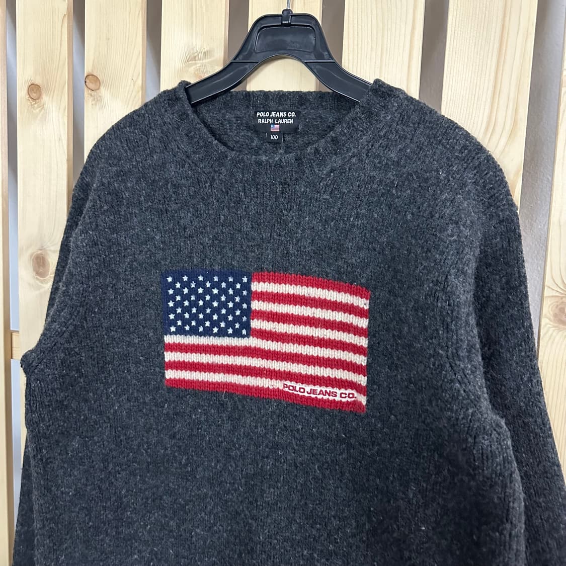 (M) 폴로 그레이 성조기 니트 상품이미지5
