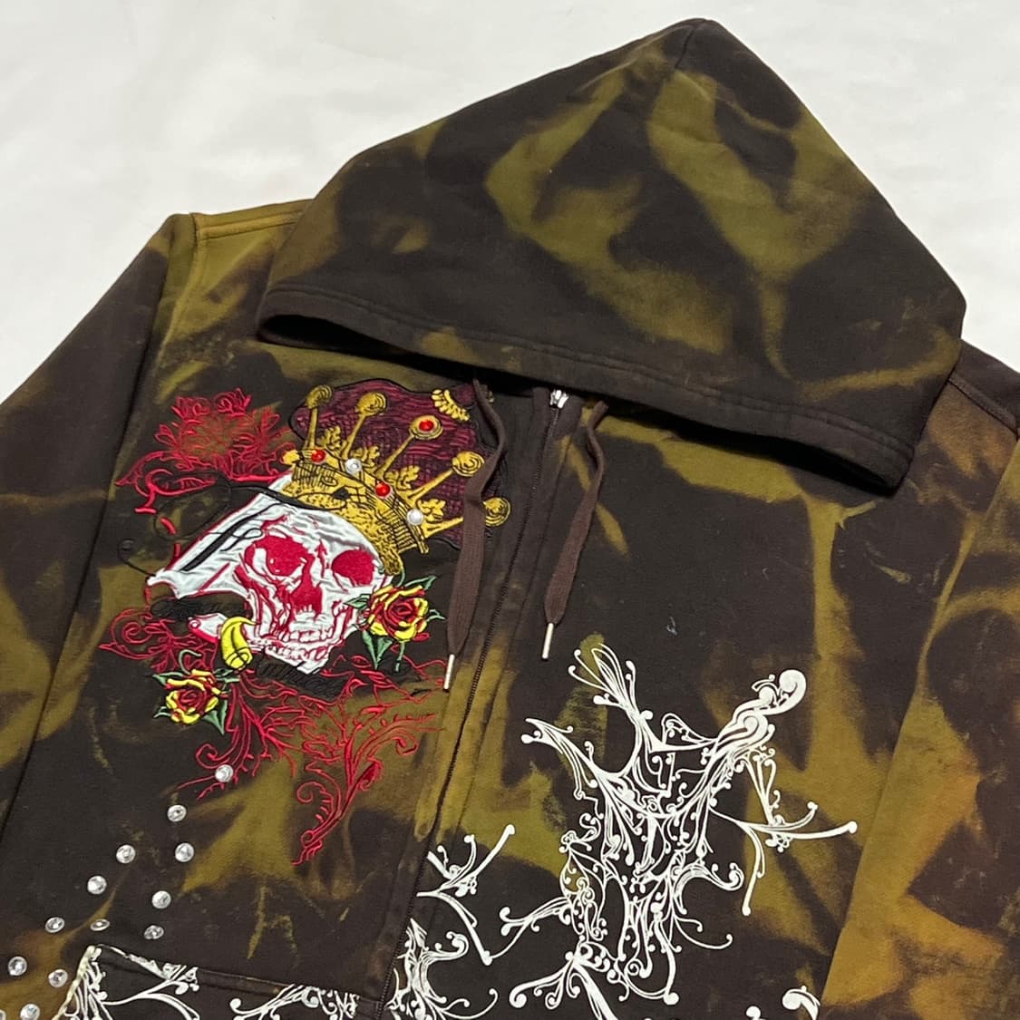 2XL 듀트 해골자수 보석 디테일 후드 집업 상품이미지1