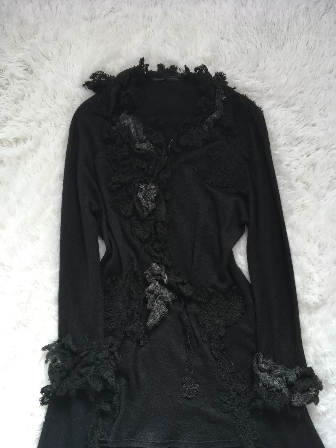 일본빈티지 블랙 플라워 롱 원피스 가디건 상품이미지6