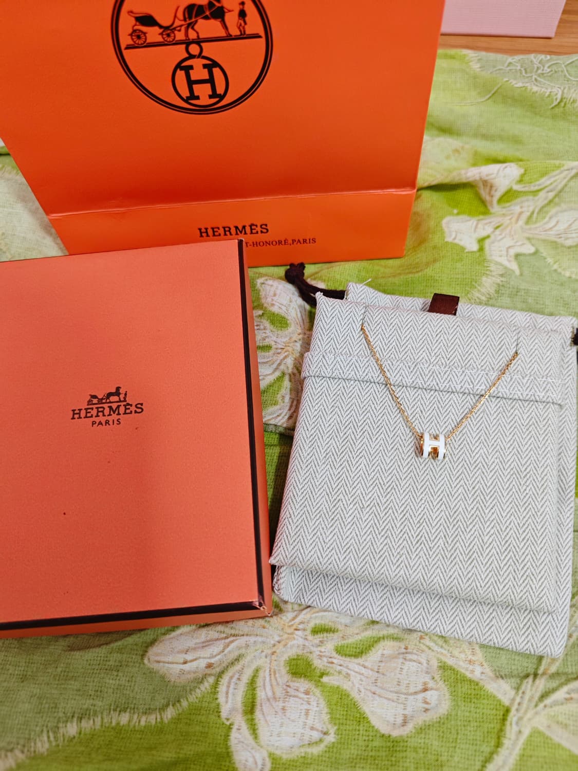 에르메스 팝아슈 미니 목걸이 화이트 로즈골드 블랑 상품이미지1