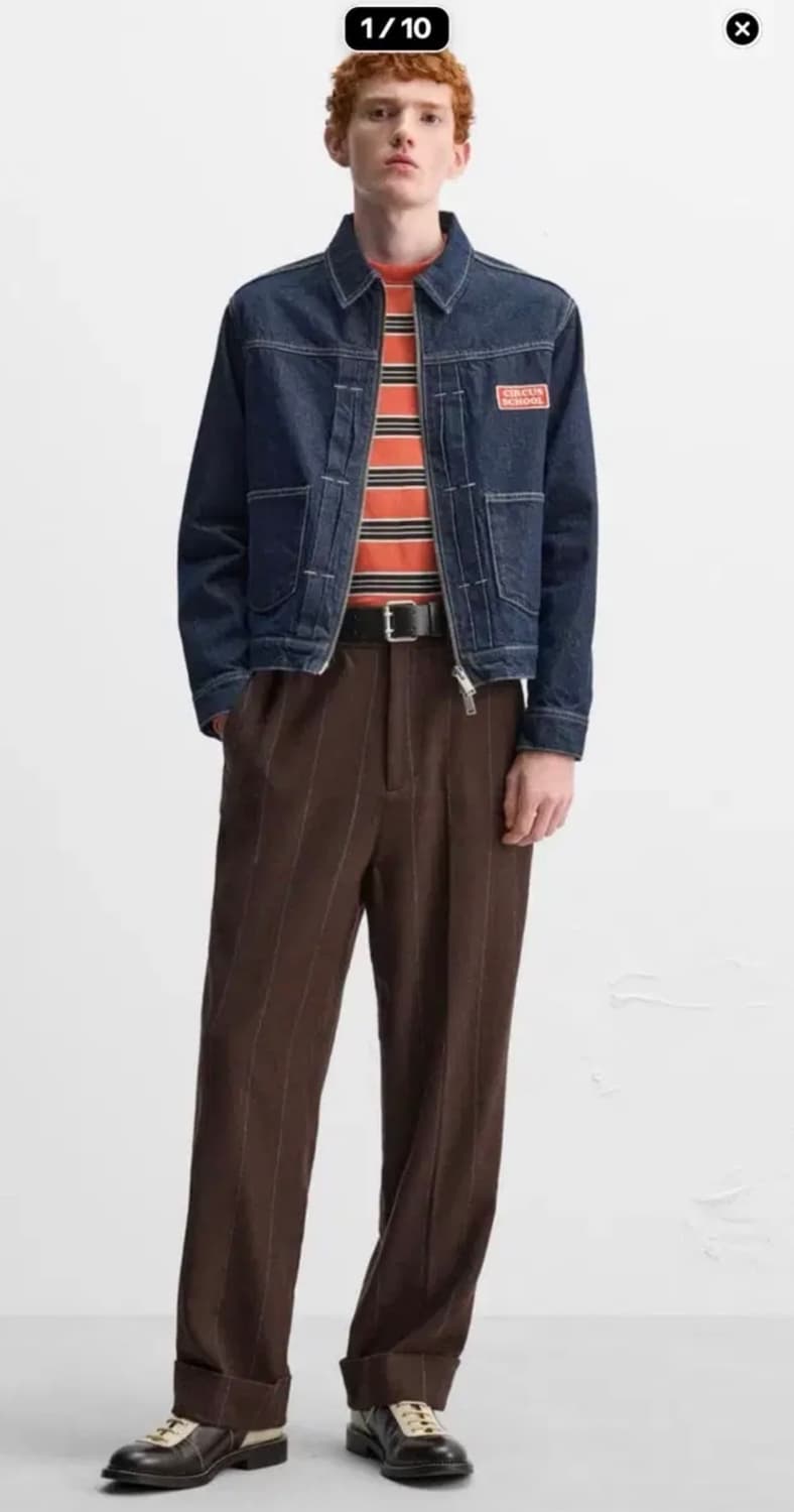 자라 x 해리램버트 브라운 스트라이프 울트라우저 상품이미지1