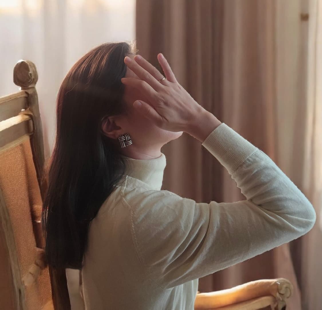 🇺🇸빈티지 체크 사각 925 은 클립온 귀걸이 상품이미지5