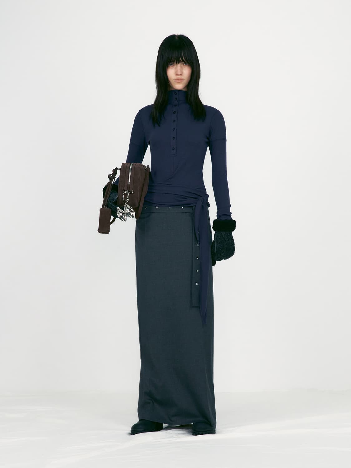 로우클래식 버튼 업 랩 티셔츠 블루 S 상품이미지2