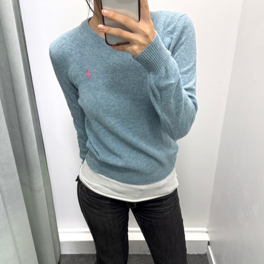 폴로 블루 브이넥 니트 상품이미지2
