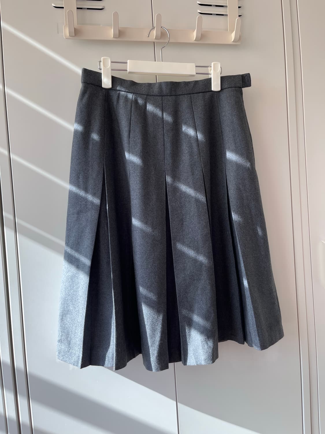 imaginab 그레이 플리츠 주름 울 롱스커트 상품이미지3