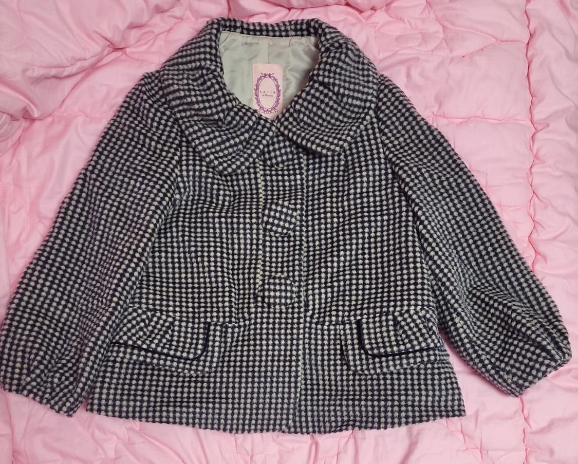 급처상태좋음!SATIN 샤틴 디올느낌 리본 알파카 자켓 코트 레니본st 상품이미지1