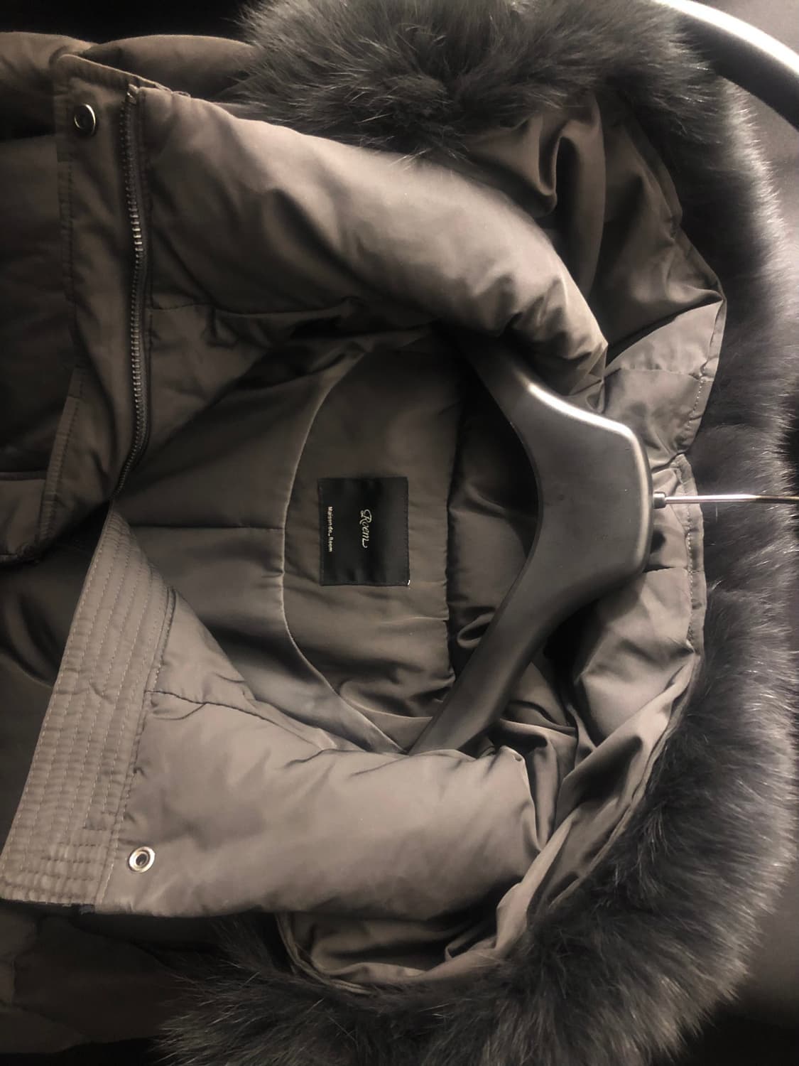 로엠 폭스퍼 벨티드 덕다운 롱패딩 그레이 M 상품이미지5