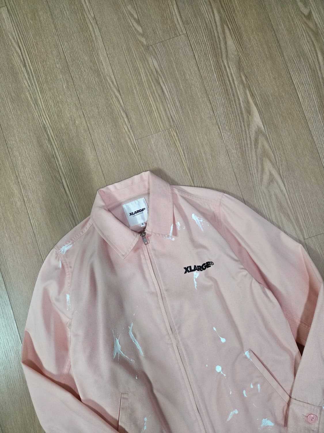 엑스라지 라이트 핑크 페인팅 커스텀 재킷 상품이미지2