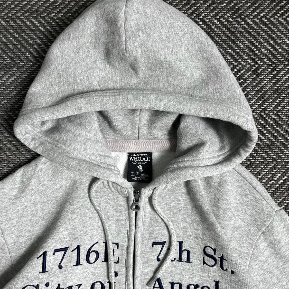 후아유 레터링 오버핏 그레이 후드집업y 4858 상품이미지5