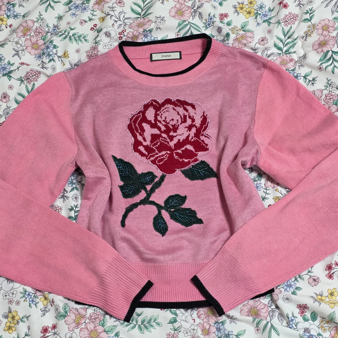 일본빈티지)쥬에티 핑크로즈st 히메갸루 로맨틱 러블리 니트 상품이미지1