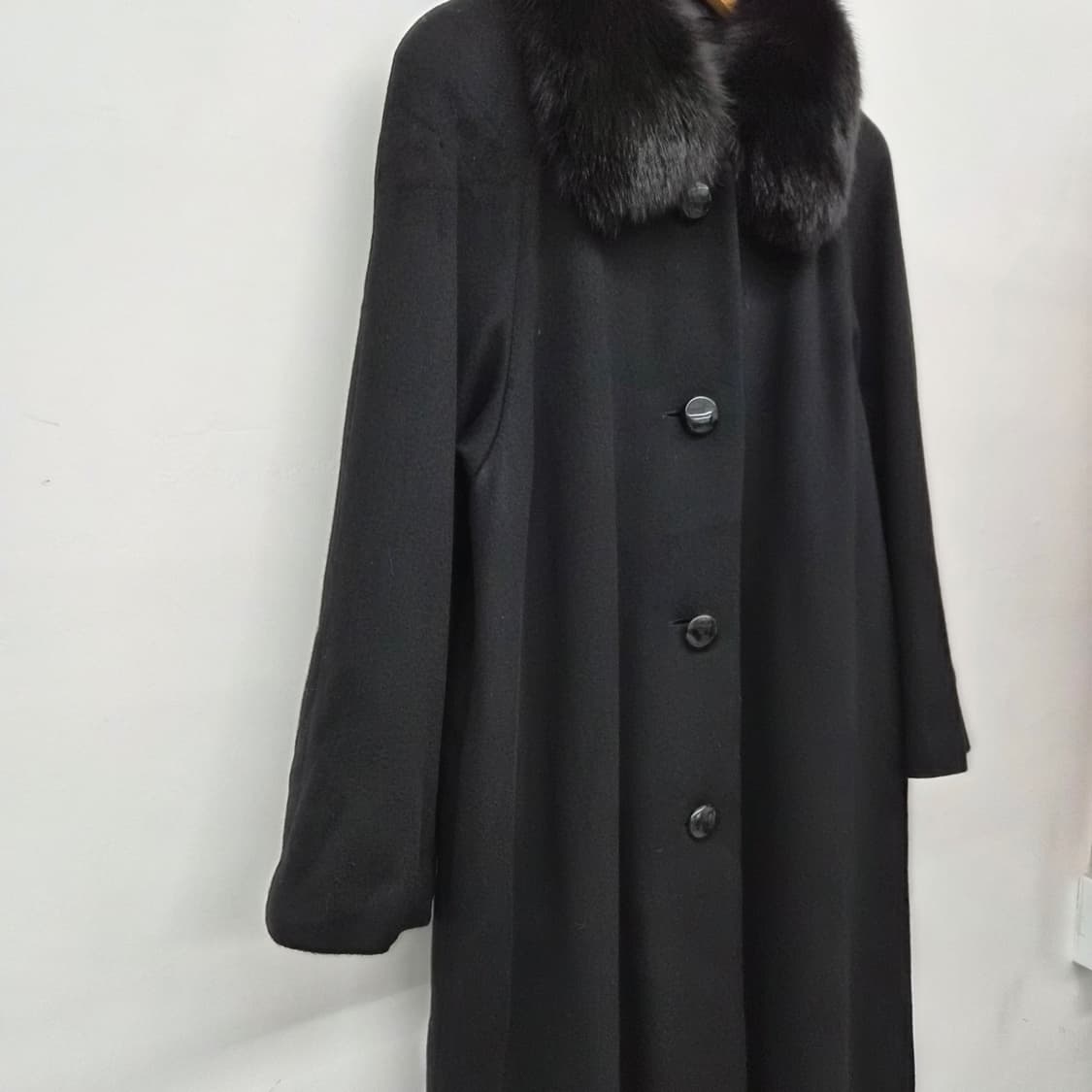 캐시미어 100% 블랙 밍크 퍼 롱 코트 여성 M 상품이미지2