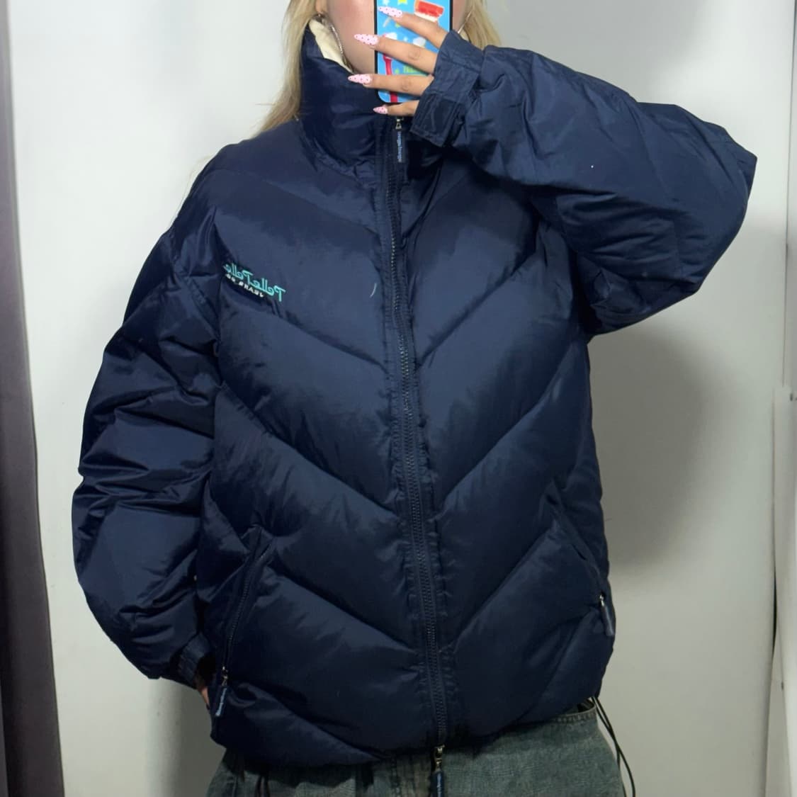 펠레펠레 네이비 오버넥 빅사이즈 패딩점퍼 상품이미지2