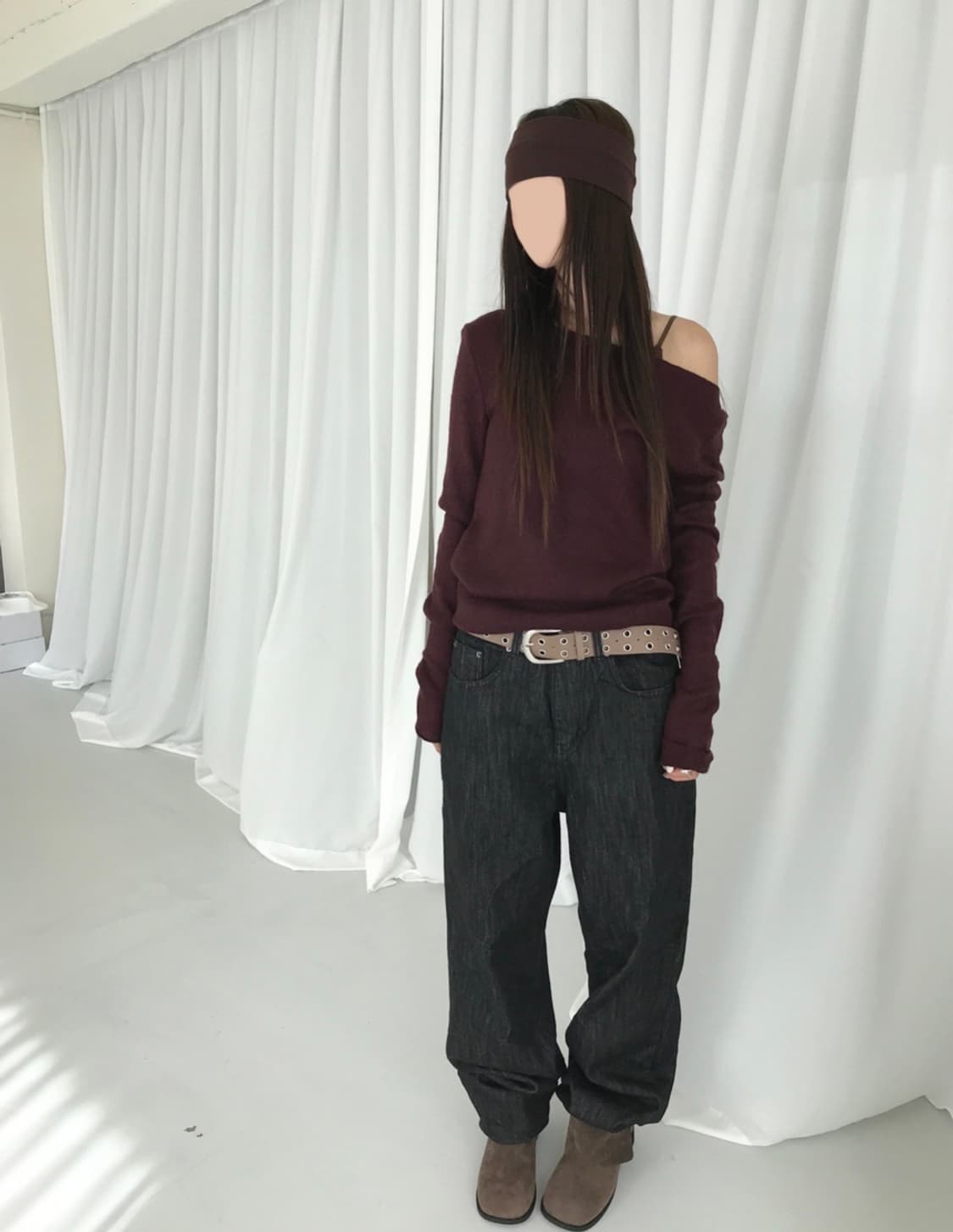 새상품) 튜프티 니트탑 버건디 튜프티 슬릿 니트탑 상품이미지5