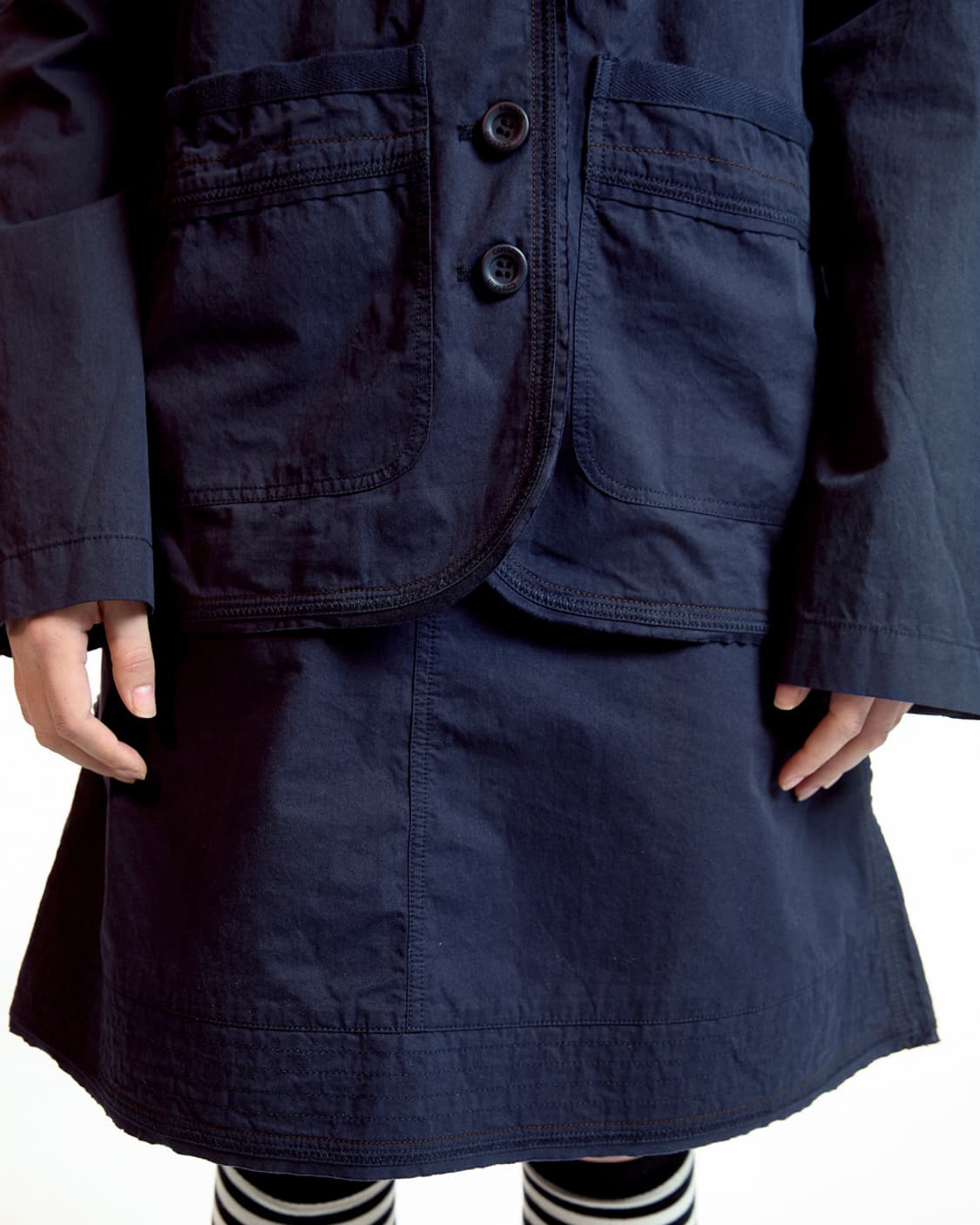로우 엣지 코튼 스커트 네이비 0사이즈 상품이미지6