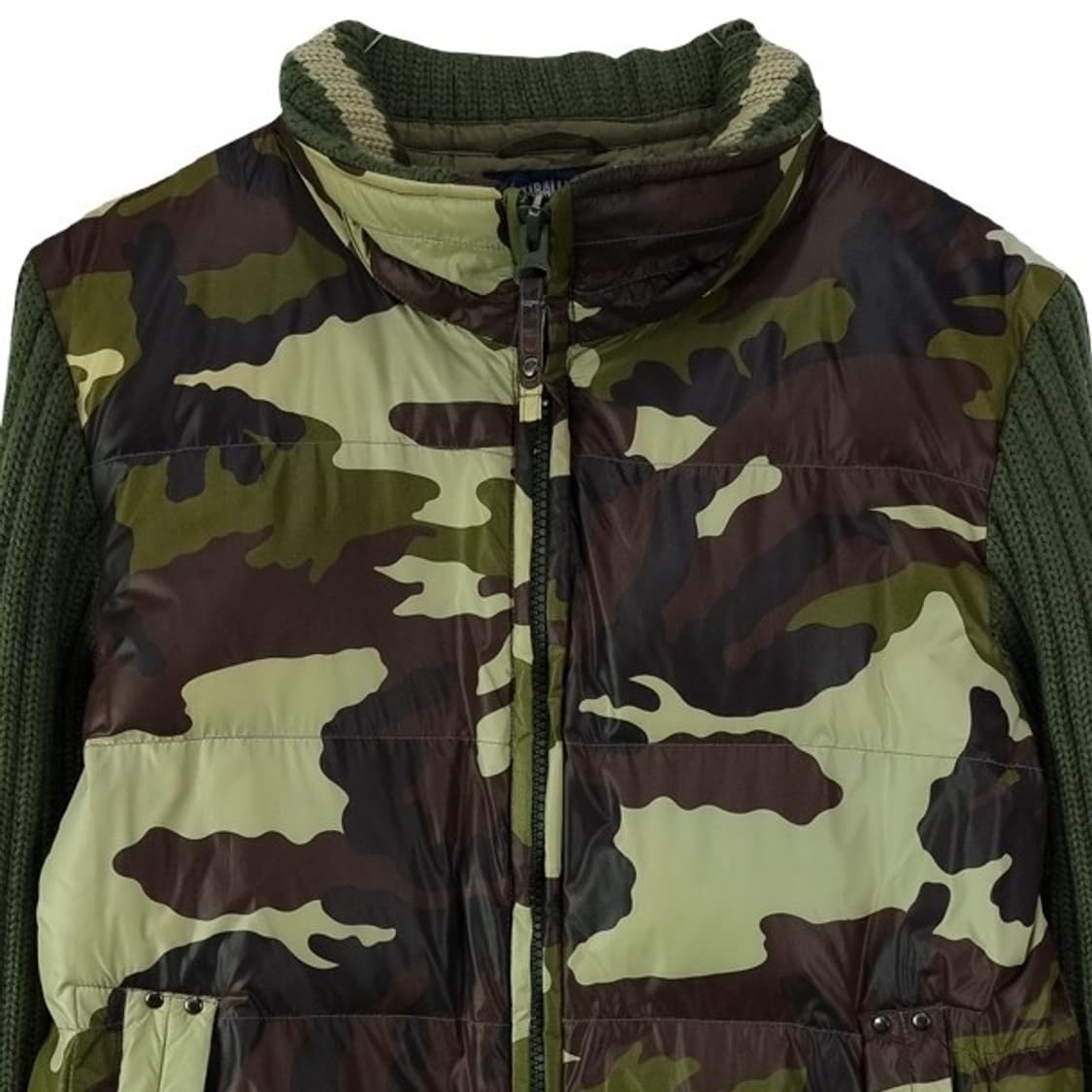 [일본빈티지] 카모 패턴 니트 패딩 집업 카키 M18022 상품이미지4