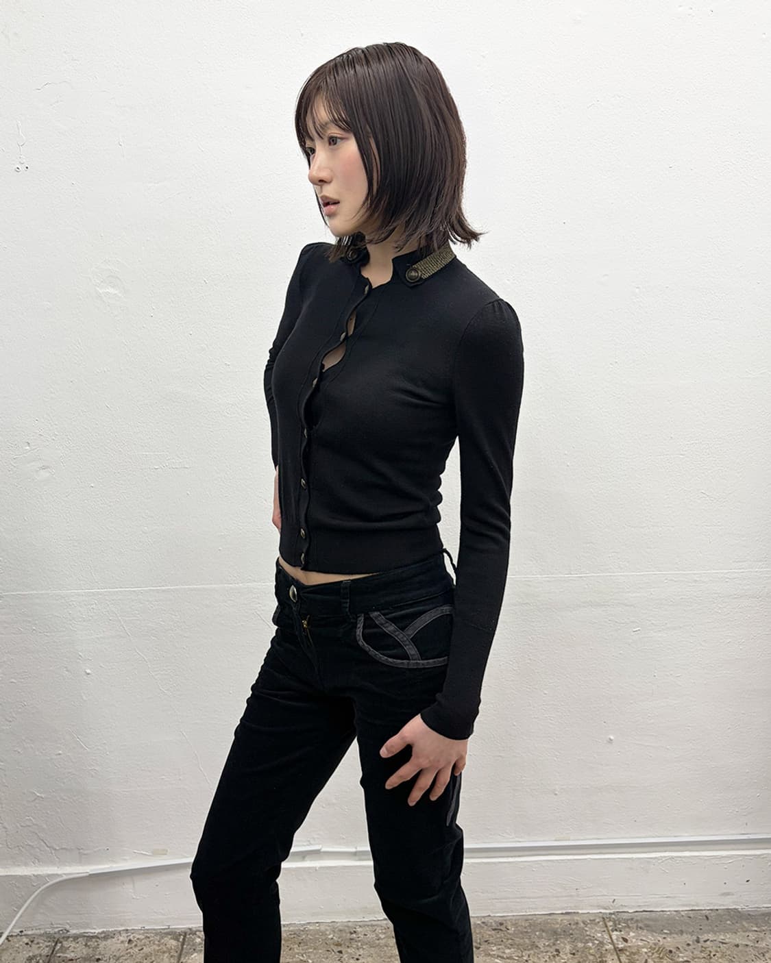 구찌 by 프리다 지아니니 2008F/W 메탈릭 칼라 니트 가디건 상품이미지3