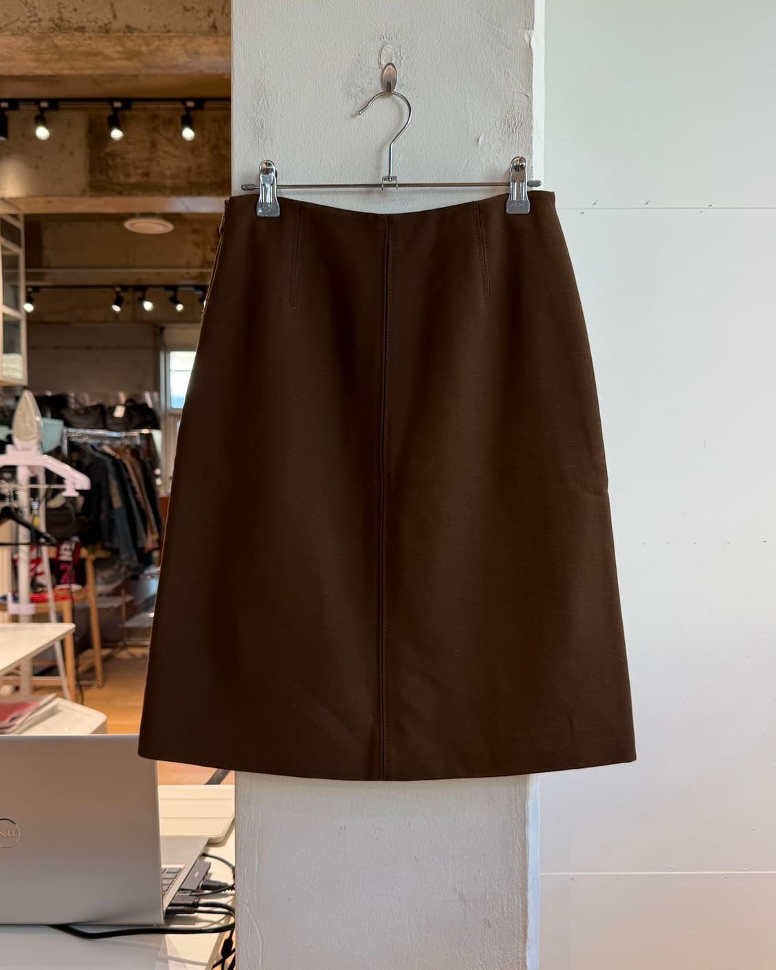 프라다 브라운 울 미디스커트 상품이미지2