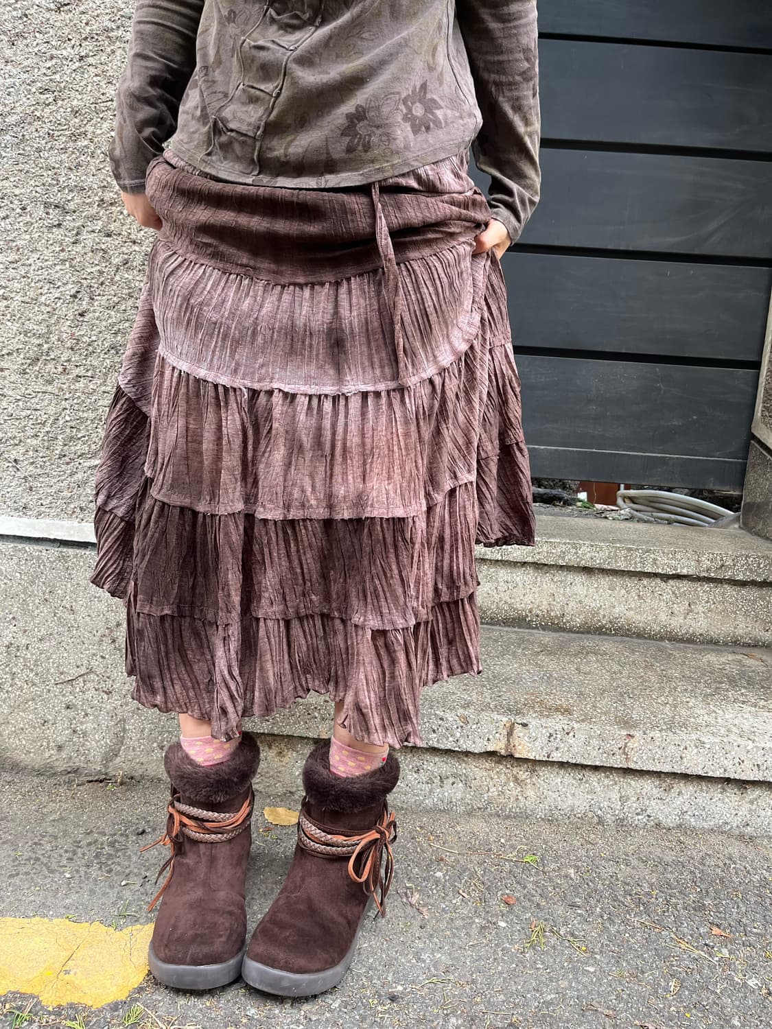 코코아 브라운 리본 어그부츠 상품이미지4