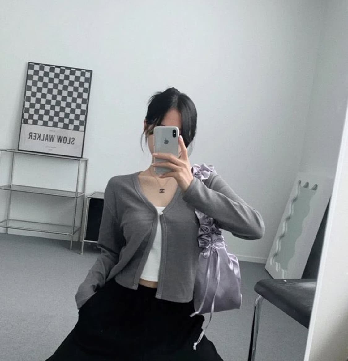 원단추 가디건 그레이 상품이미지1