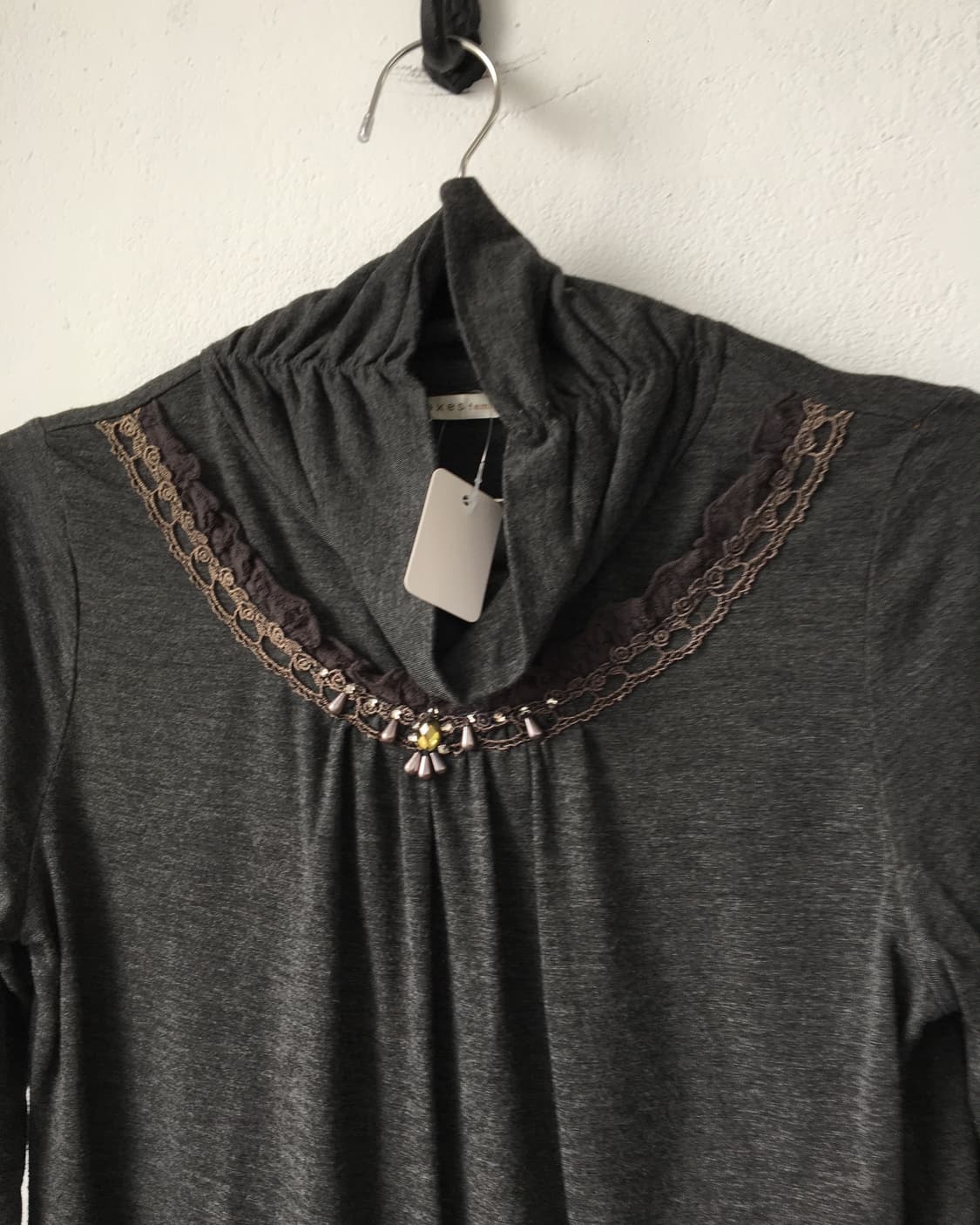 Axes femme lace point high neck sleeve 상품이미지5